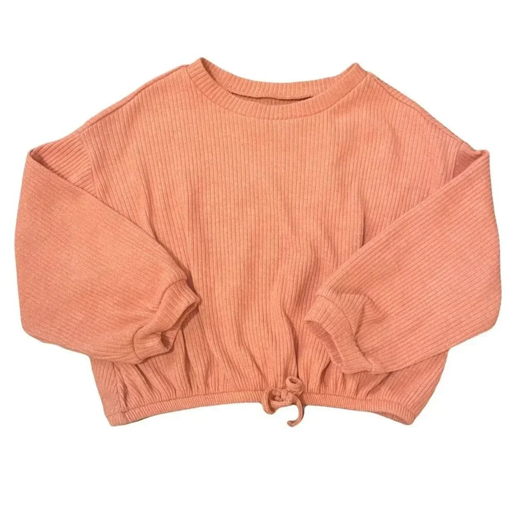 Old Navy 3T Peach Long Sleeve Crop Tie Front Sweater